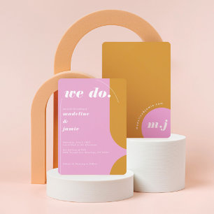 Invitación Hacemos un resumen retro rosa y amarillo negrita m