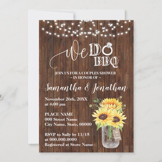 Invitación Hacemos una boda de paro con girasoles en el país (Anverso)
