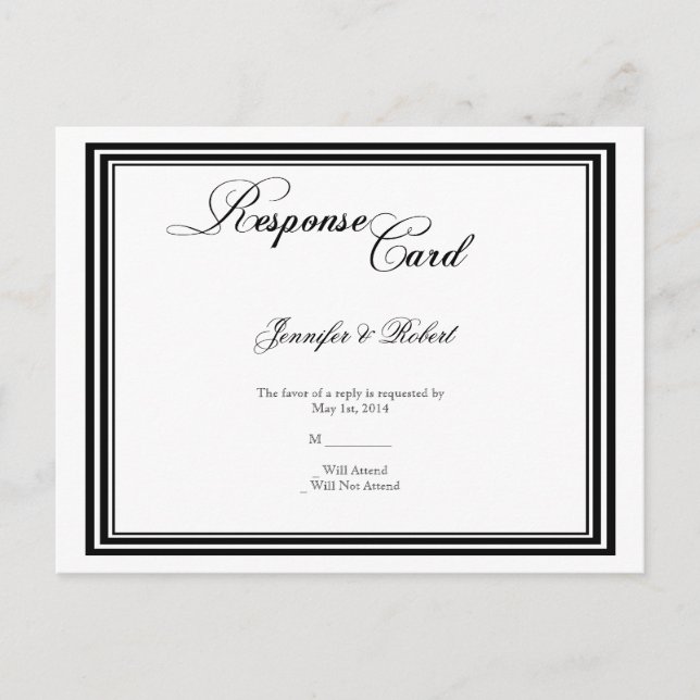 Invitación Hacemos una postal RSVP de blanco negro con marco  (Anverso)