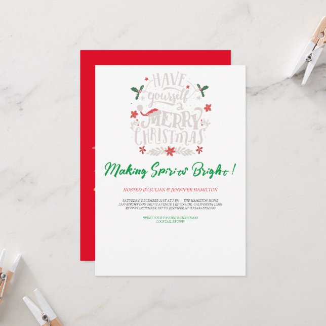 Invitación Hacer brillar a los espíritus | Navidades Fiesta d (Anverso/Reverso In Situ)