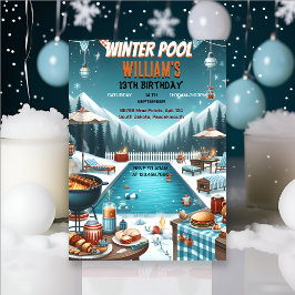Invitación hacer bruh Barbeque Winter Pool Fiesta 13 cumpleañ