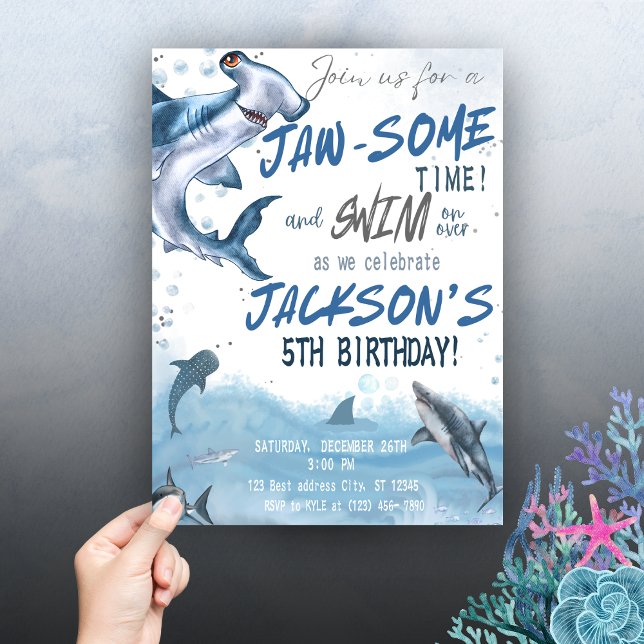 Invitación 🦈 hacer olas con nuestro cumpleaños del tiburón (Subido por el creador)