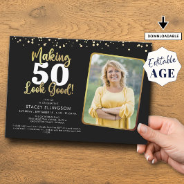 Invitación Hacer que la edad parezca buena foto de oro negro