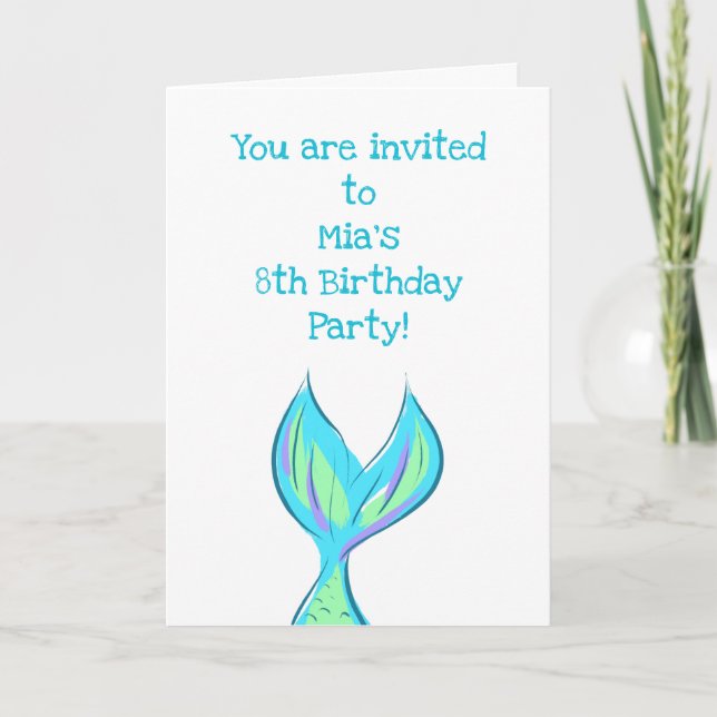Invitación Hacer un Fiesta de sirena con salpicaduras (Anverso)