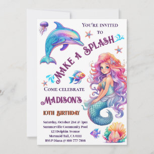 Invitación Hacer una fiesta de cumpleaños de sirena