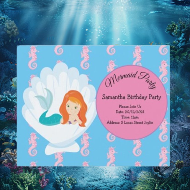 Invitación Hacer una fiesta de cumpleaños de sirena (Magical Mermaid Birthday Party Design)