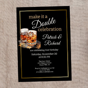 Invitación Hacerlo una doble celebración Black Whiskey Glass