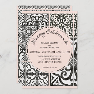 Invitación Hacienda en blanco negro Rubor Boda moderno