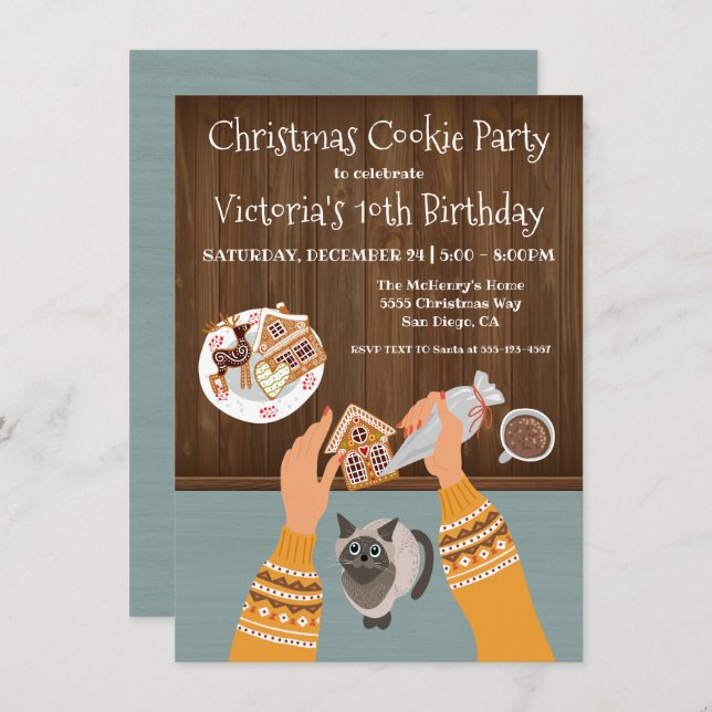 Invitación Haciendo a los Navidades del Baking Cookies Invita (Anverso / Reverso)