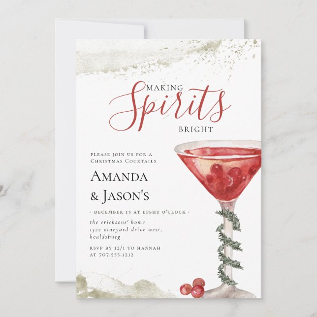 Invitación Haciendo brillantes los Espíritus, Navidades Fiest (Anverso)