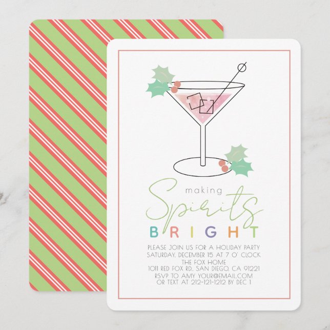 Invitación Haciendo Fiestas de cócteles a los Navidades Brill (Anverso / Reverso)