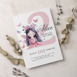 Invitación Hada 2.ª acuarela del bosque de cumpleaños