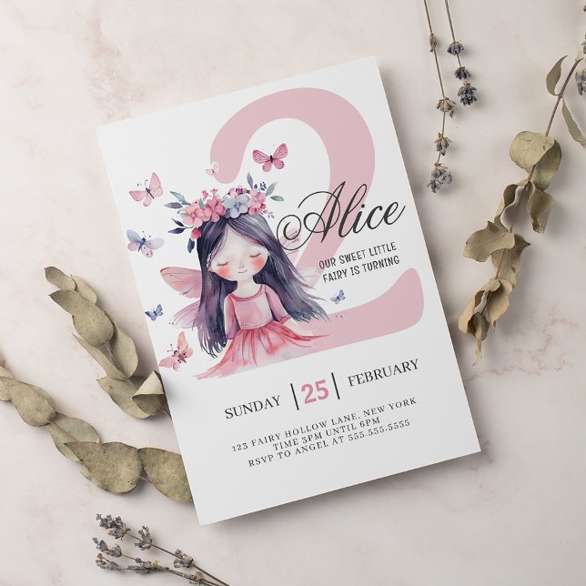 Invitación Hada 2.ª acuarela del bosque de cumpleaños (Subido por el creador)