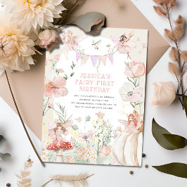 Invitación Hada de acuarela caprichosa primer cumpleaños