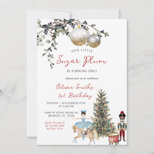 Invitación Hada de Azúcar Bailarina Cascanueces 1er Cumpleaño