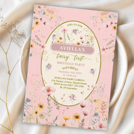 Invitación Hada de flor silvestre de fantasía primera invitac