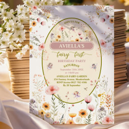 Invitación Hada de flor silvestre de fantasía primera invitac