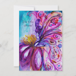 INVITACIÓN HADA DE FLORES CUTE CAPRICHOSA EN BRILLOS DE ROSA