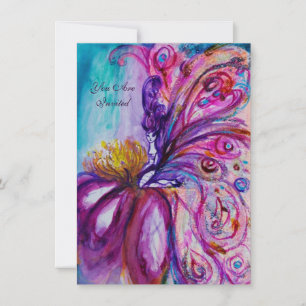 INVITACIÓN HADA DE FLORES CUTE CAPRICHOSA EN BRILLOS DE ROSA