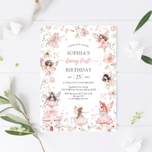 Invitación Hada de Flutter y Twirl Primer Cumpleaños 1