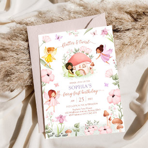 Invitación Hada de Flutter y Twirl Primer Cumpleaños 1