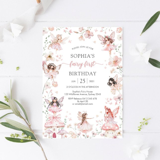 Invitación Hada de Flutter y Twirl Primera Cumpleaños 1 (Subido por el creador)