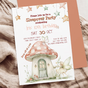 Invitación Hada de hadas en hongos, cumpleaños mágico en el b