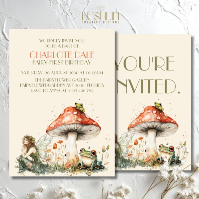 Invitación Hada de Jardín encantada Primer cumpleaños (Subido por el creador)