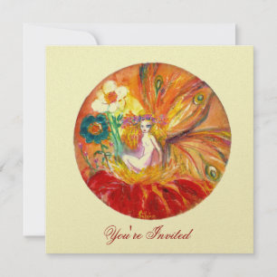 Invitación HADA DE LAS FLORES, Fantasía Roja Amarilla