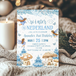 Invitación Hada de Onederland primer cumpleaños de invierno