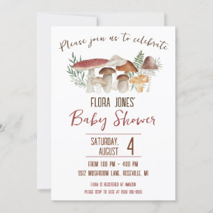 Invitación Hada de Woodland, Baby Shower con temas de hongos