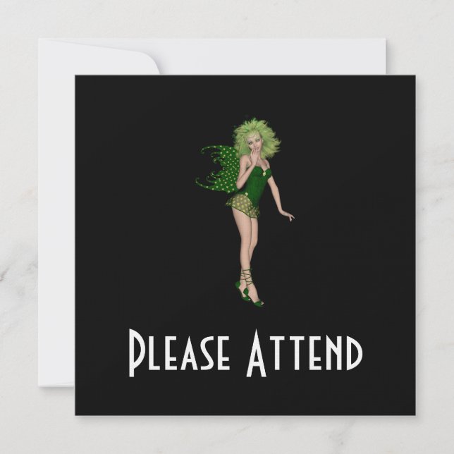 Invitación hada del verde del día de 3D St Patrick (Anverso)