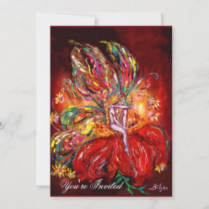 Invitación HADA EN ROJO amarillo verde