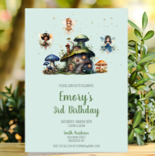 Invitación Hada encantada, tercer hongo de cumpleaños