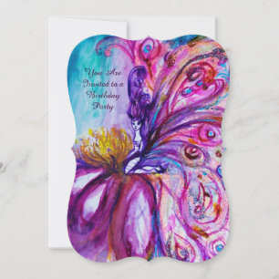 INVITACIÓN HADA FLORAL CUTE Y CAPRICHOSA EN ROSA, BRILLOS DE 