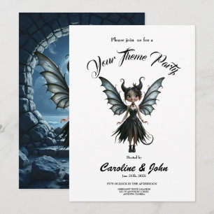 Invitación Hada gótica adorable nacida de la luna, la pequeña