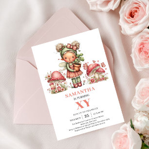 Invitación Hada Juguetona Cumpleaños 2 Rosado Floral Rubor