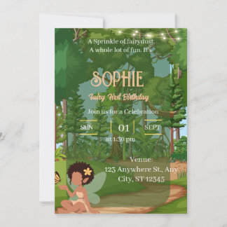 Invitación Hada Mágica del Bosque con Mariposa 