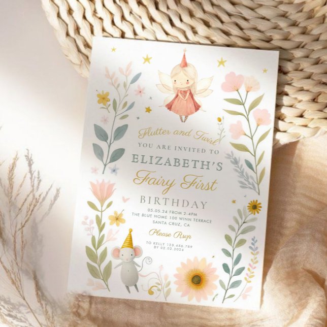 Invitación Hada mágica primer cumpleaños hongo Woodland (Subido por el creador)