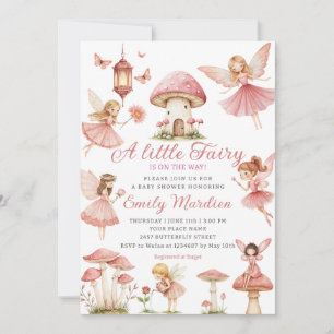 Invitación Hada mágica rosa Rubor Floral Garden Baby Shower