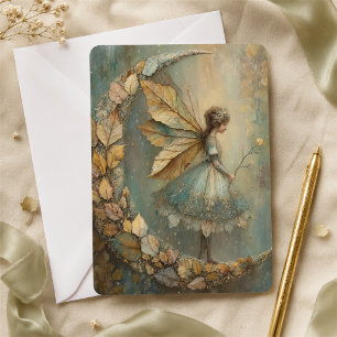 Invitación Hada personalizada de hoja de bosque acuarela 