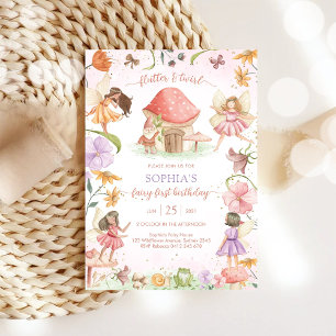 Invitación Hada revolotea y gira en su primer cumpleaños