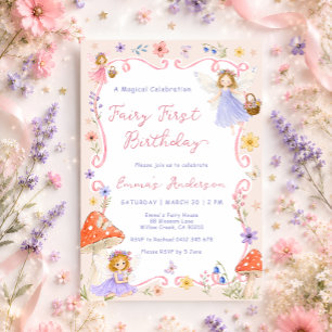 Invitación Hada Silvestre Caprichosa Cumpleaños Primero 1er