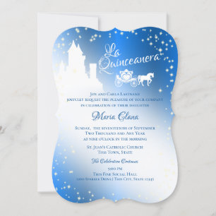 Invitación Hada Tale Quinceanera Sapphire Sparkle Castle Inv