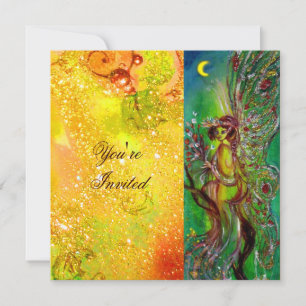 Invitación HADA VERDE amarillo azul rojo plata