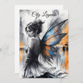 Invitación Hadas acuáticas chica crepúsculo mágico ciudad noc