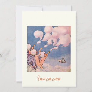 Invitación Hadas de las Nubes Haciendo Nubes