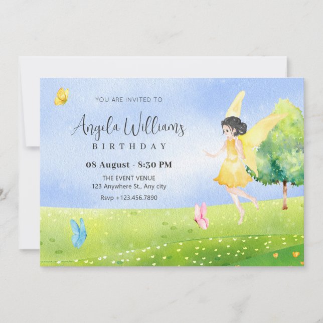 Invitación Hadas en el jardín (Anverso)