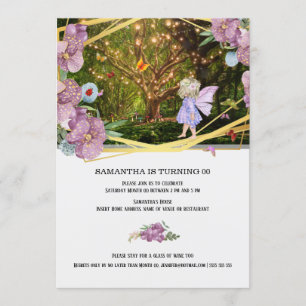Invitación Hadas encantadas luciérnagas chicas mariposas