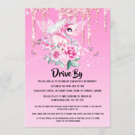 Invitación Hadas mágicas unicornio alas mariposa rosa purpuri